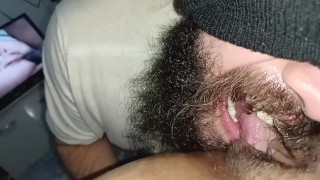 pervert's naughty nervous tongue licking and sucking me while I watch porn makes me ejaculate hard