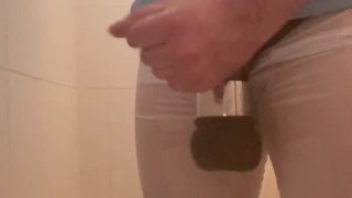 HORNY AMATEUR WANKING & getting WET ** GYM SHORTS + CUMSHOT **