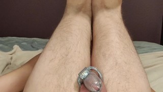 Locked sissy stretching hole