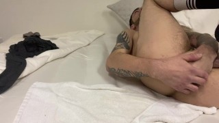 This straight stud LOVES making his Sexy Ass Gape & DRiP in bed with XL Dildo and self fisting
