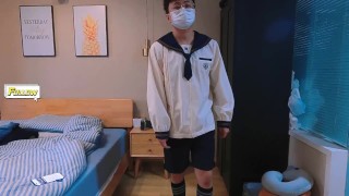 Boy in sailor suit cums on camera