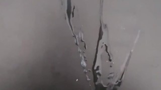 big load cumming over the table