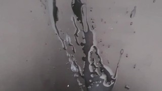 big load cumming over the table