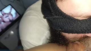 he loves to play with my pussy, making it fart deliciously, I ejaculate hard watching gangbang