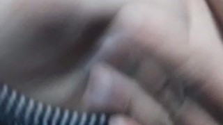 Playing with her big boobs 