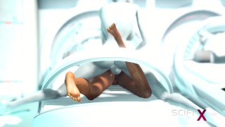 Super alien sex in the sci-fi lab. Futa alien plays with a young hottie