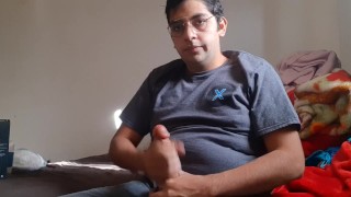 touching my huge cock