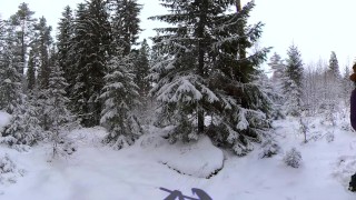 Sex in the winter forest while the snow is falling - RosenlundX - VR 360 - 5,7k 30fps