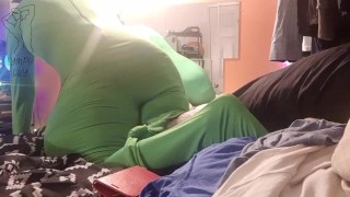 Disabled Gay in Tight Spandex Body Suit Cums