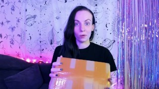 Tattooed girl receives package reviews huge realistic rildo unboxing Mary Creepy