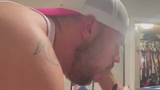 Byron Cole cums from sucking Dildo!