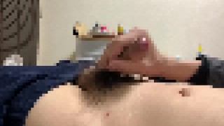 (素人男子)騎乗位を想像しながらしこしこオナニー！精子を大量射精！！