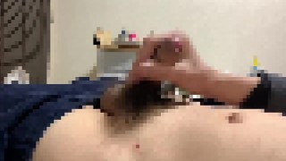 (素人男子)騎乗位を想像しながらしこしこオナニー！精子を大量射精！！