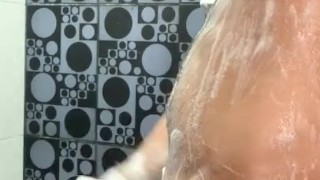 Foam bath and masturbating my cock