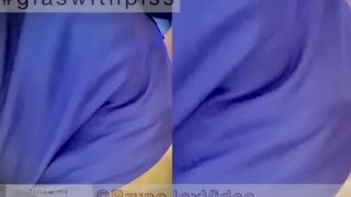 Bruno Jox, the handsome Latino twink, pissing in front of his fans