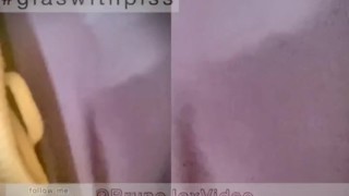 Bruno Jox, the handsome Latino twink, pissing in front of his fans