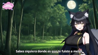 Mujer lobo follada en el bosque