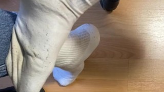 Taking off sneakers and socks, foot ASMR