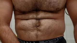 Muscle bear flexing in boxer briefs!!!