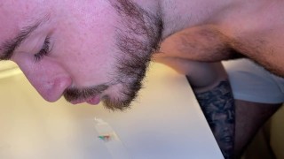 Macrophilia - giant spit domination taped to table