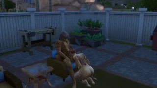 Thick Tatted Sim Sucks Off Old Man