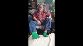 Bear jerks off in green sox!