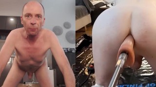 Tape gagged (clear & effective!) and ass used by fucking machine