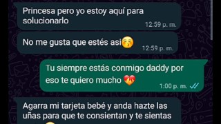 Conversación de WhatsApp con mi sugar daddy, terminamos follando duro en su casa🤑😈💦🔥