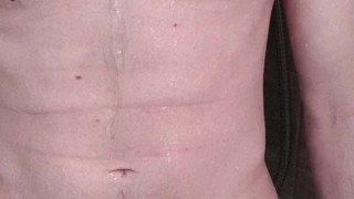 Guy peeing on himself and take a shower