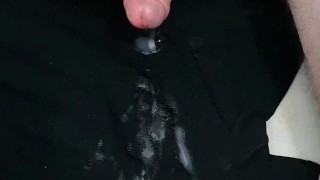 short - Guy uncut jerks off and cums a big load over a t-shirt