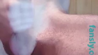 A skinny guy plays with a chastity belt and jerks off a big dick. He reviewed tiktok