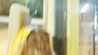 Sucking my dildo in public