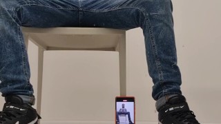 andkvcat  masturbate sitting on a chair in front of a mirror in a porn studio