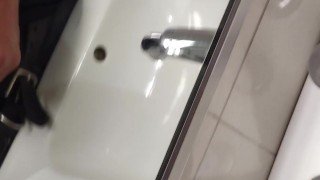 Almost caught by airport staff jacking off. Door was locked