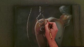 Kink girl roughly bound and butt plugged on dark warehouse for bdsm play