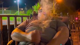 BIG BEAR SMOKING HIS CIGAR NUTS A MASSIVE CUM LOAD