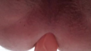 Anally fucking my 18 inch extremely thick dildo