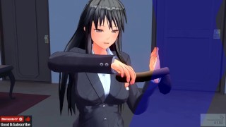 無修正エロアニメ　耳舐めボイスASMR　きれいな先輩が手こき、フェラ、騎乗位　イヤホン推奨