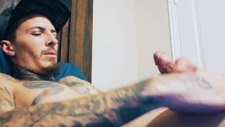 Stroking my hard cock after a long day