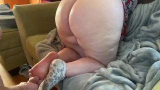 Playing with her feet, socks, and butt 😉