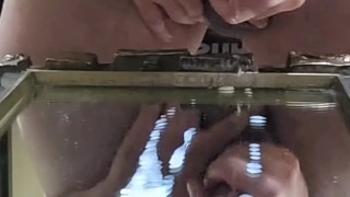 Huge load. Covering a mirror. This cumshot would cover your body. 9 huge ropes of cum