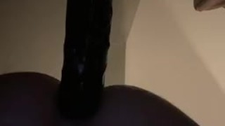 Solo Twink getting stretched by black dildo