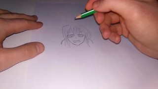 A sketch of a hentai girl doing a titsjob to a guy