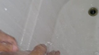 Washing my delicious uncut cock