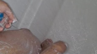 Washing my delicious uncut cock