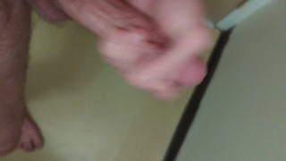 Max Stratus, hairy college jock beats off and cums all over himself