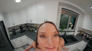 FuckPassVR - Pristine Edge hungrily devours your hard cock in the kitchen in this VR porn experience
