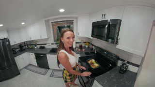 FuckPassVR - Pristine Edge hungrily devours your hard cock in the kitchen in this VR porn experience