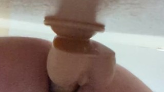 Stud bounces ass off thrusting dildo
