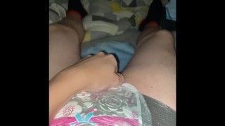 Wetting my pull up then rubbing it until i cum